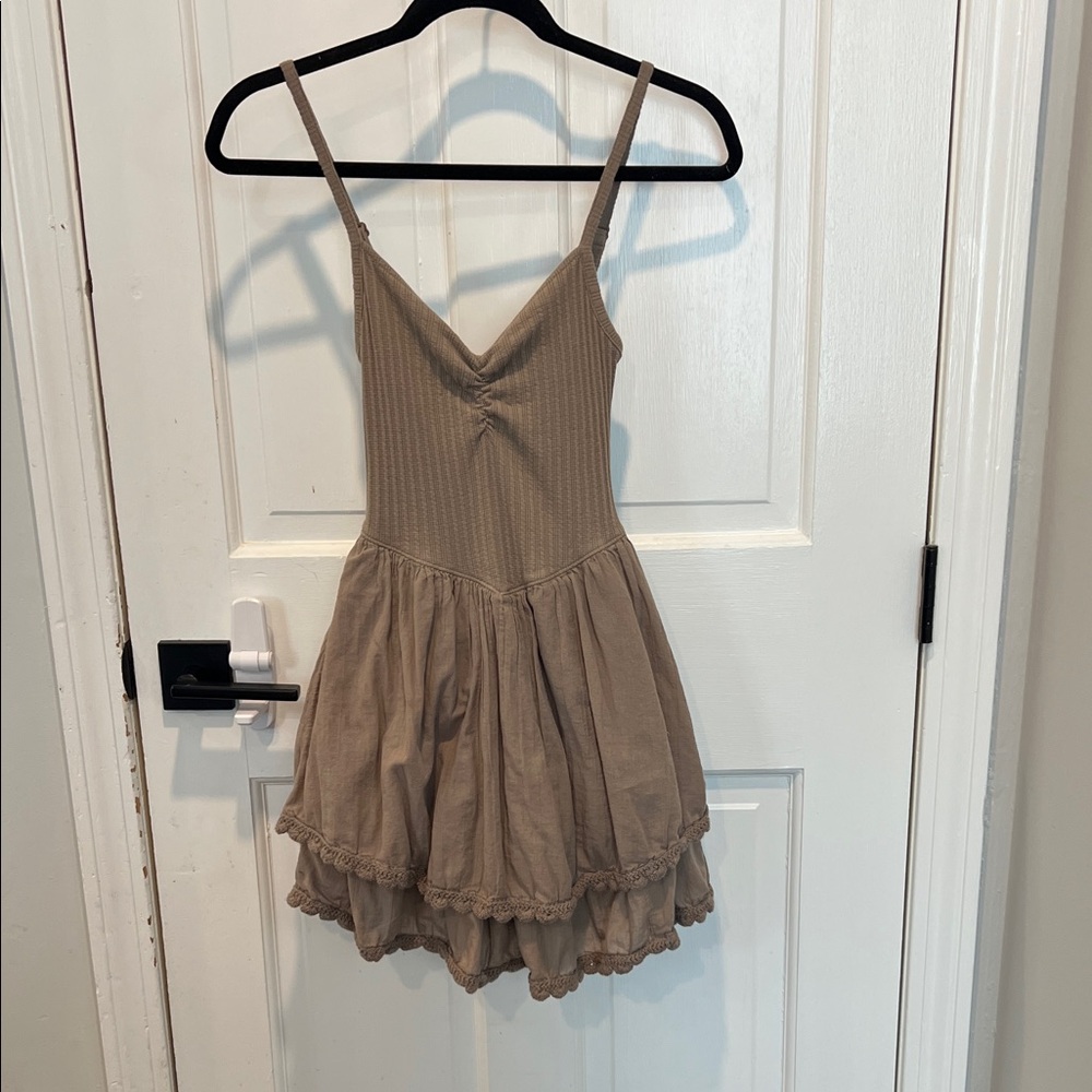 aerie Taupe Ribbed Knit Tank